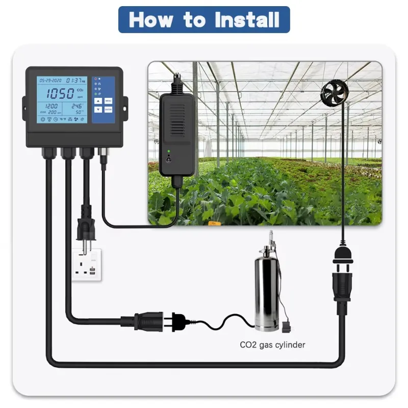 Grow room controller co2 controller with remote sensor temperature humidity co2 controller grow room smart mushroom farm room