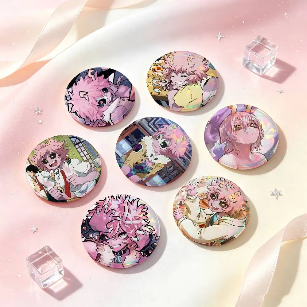 Mina Ashido Anime Figure Badges Button Round Creative Pin Brooch Badge Bag Decor Accessories Fans Collect Friends Gifts