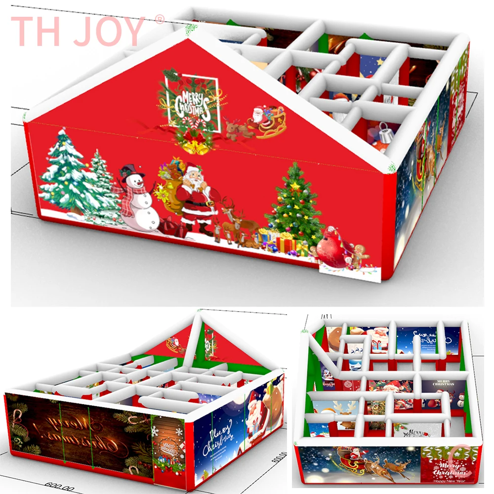 fast shipment, 2025 gingerbread Christmas Inflatable Laser Tag Arena, portable Inflatable Maze Games for Christmas party