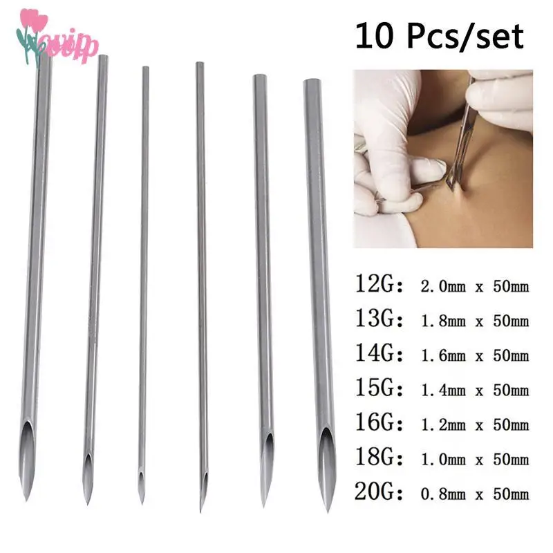 10Pcs Surgical Disposable Sterile Body Piercing Needles Tattoo Piercing Needles Kit Tool Fashion Body Piercing Jewelry