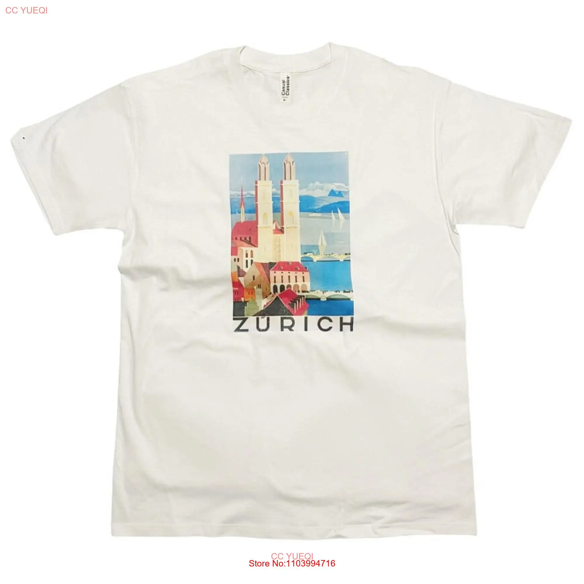 Visit Switzerland Travel Poster T Shirt Zurich Bern long or short sleeves