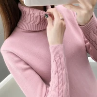 Knitted Sweater Women 2026 Autumn Winter Korean Turtleneck Long Sleeve Pullover Female Pink Knitwear - Image 2