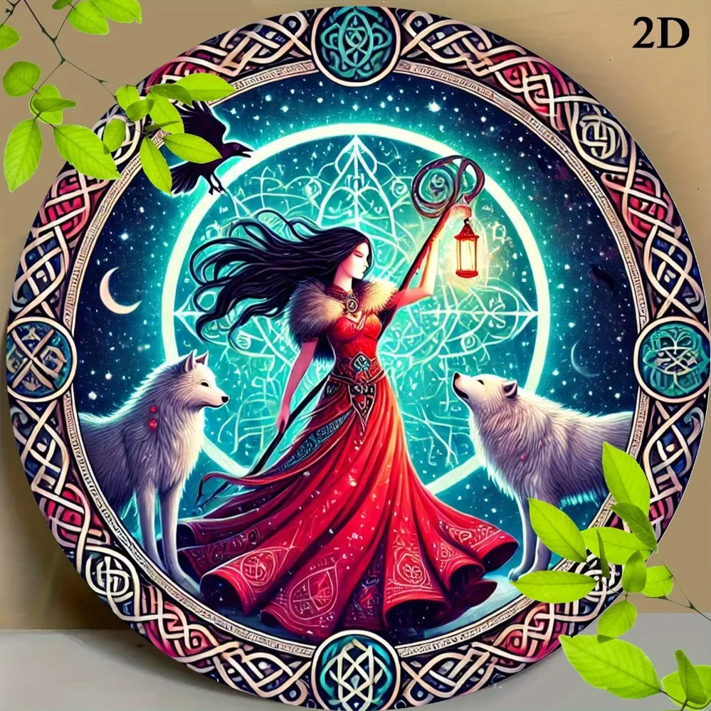 2D Flat Celtic Goddess Morrigan Sturdy Metal Plaque - One-of-a-Kind Design, Easy to Mount, Perfect for Café, Bedroom & Bar