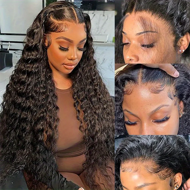 

Deep Wave Lace Front Wigs Human Hair 200% Density 13x6 HD Lace Frontal Wigs for Women Pre Plucked with Baby Hair 24Inch