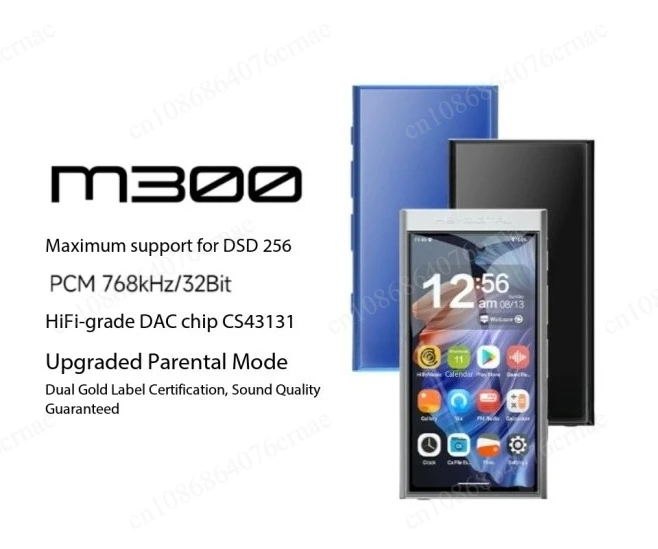 DSD USB DAC Audio Player WiFi FM Radio Dual Mic Built-in IPS Speaker 29hr Battery Life M300 Android 13 HiFi MP3 Player
