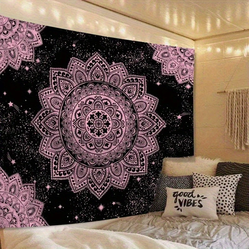 1 pieza - Tapiz Chandi Mandala - Colgante Horizontal para Decoración de Pared o Techo, Tela de Textura Suave con Patrón Intrinca