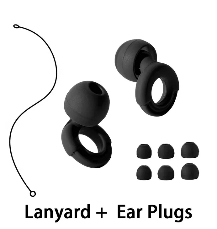 Multi-Purpose Silicone Ear Plugs with Lanyard Washable Waterproof Noise Reduction Earbuds for Travel Swim Universal Use