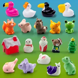 20Pcs Christmas Toucan Pelican Capybara Squirrel Fox Rabbit Pig Cat Snail Figurine Miniature Fairy Garden Decoration Accessories