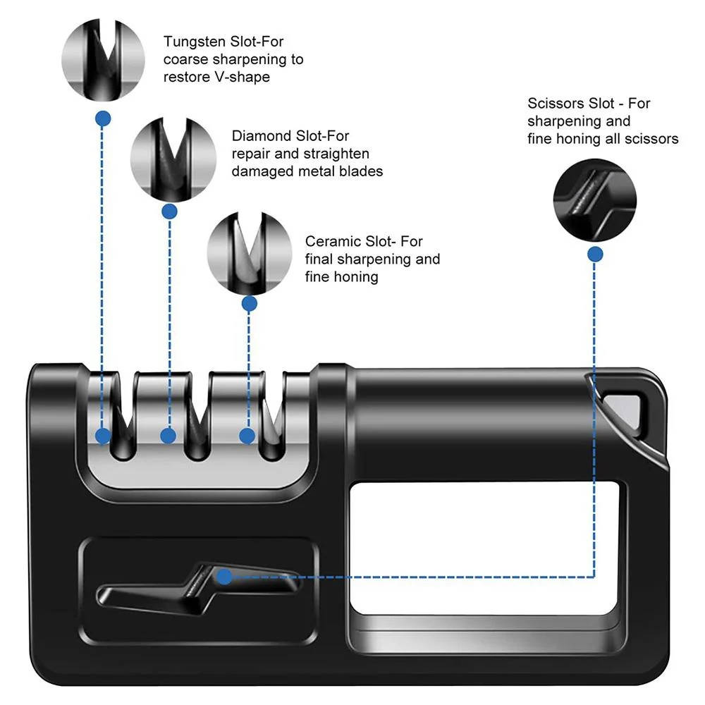 Ostrzałka do noży kuchennych STONEGO 4-w-1-wyostrz diamentem, ceramiką, wolframem do noży i nożyczek