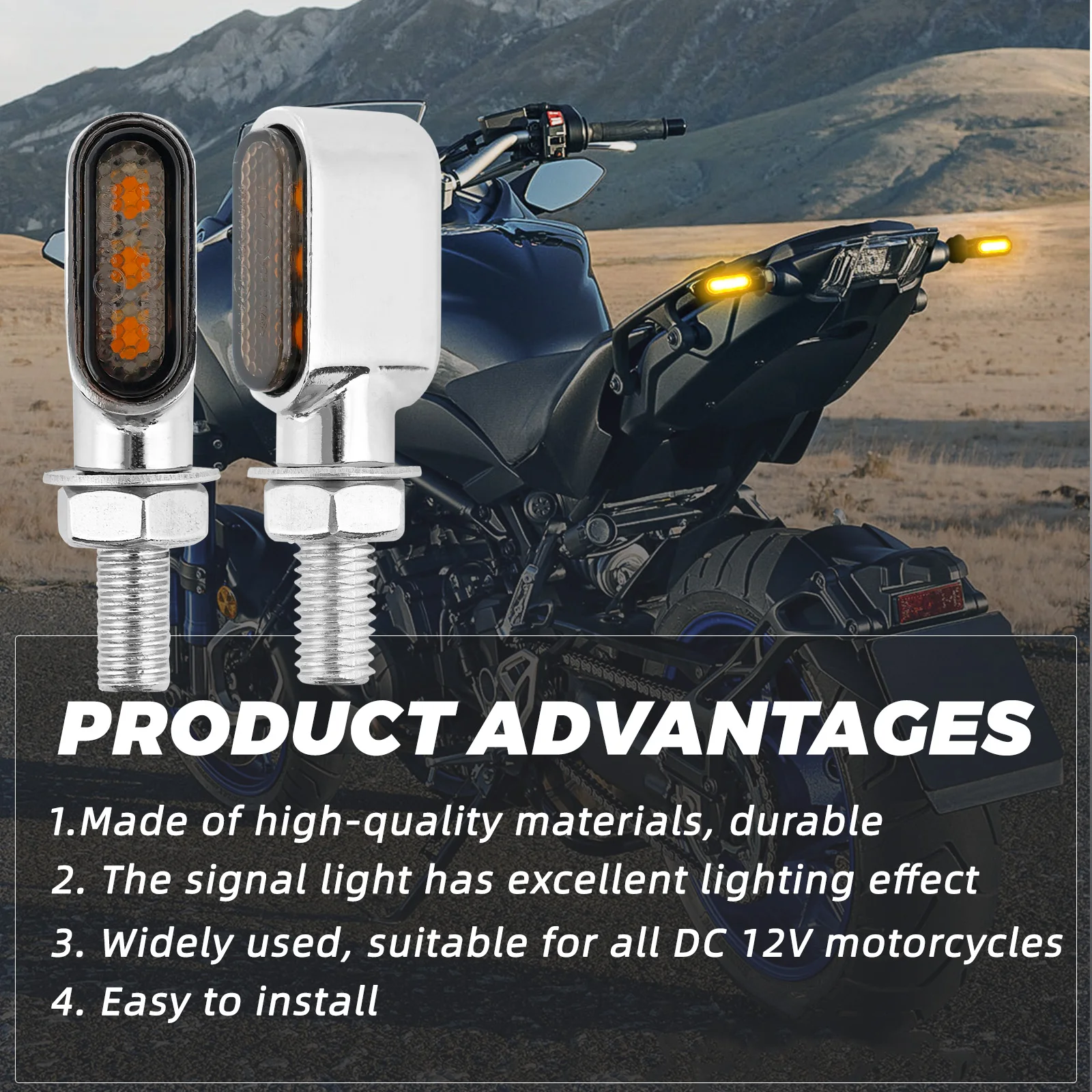 

2PCS Mini Motorcycle Turn Signal Indicators Lights For 12V Motorbike Turn Signals Indicators Blinker Light