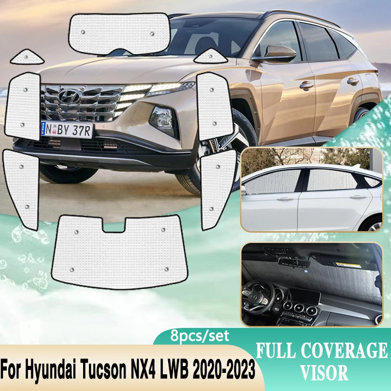 

Солнцезащитные козырьки на все окна автомобиля для Hyundai Tucson NX4 LWB 2020 ~ 2023 Аксессуары Солнцезащитные козырьки на лобовое стекло Защита от солнца 2021 2022