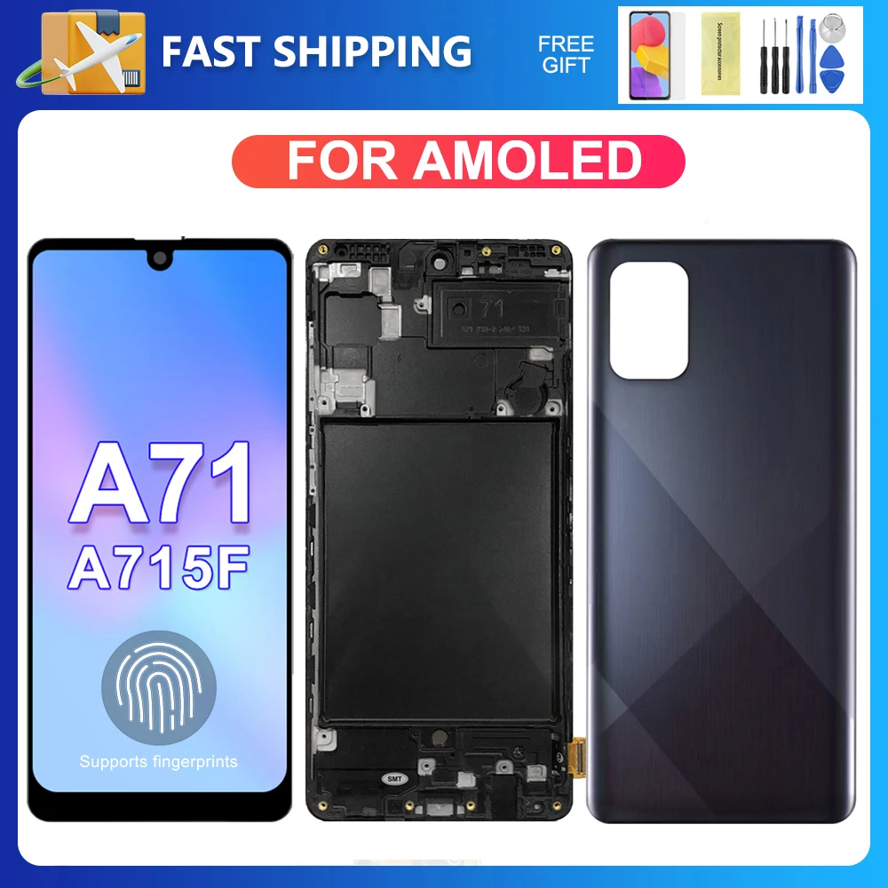 For Samsung A71 For AMOLED A71 A715F A715 A715W A715X LCD Display Touch Screen Digitizer Assembly Replacement