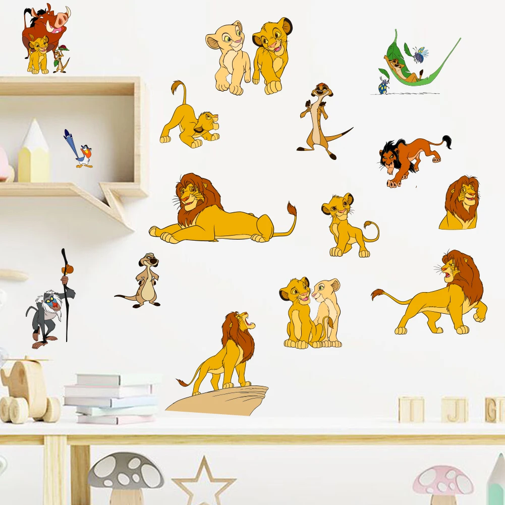 Cartoon 3D Lion Wall Decal Animal Cartoon Wallpaper Art Decal Sticker Boy Room Bedroom Decoration Mural