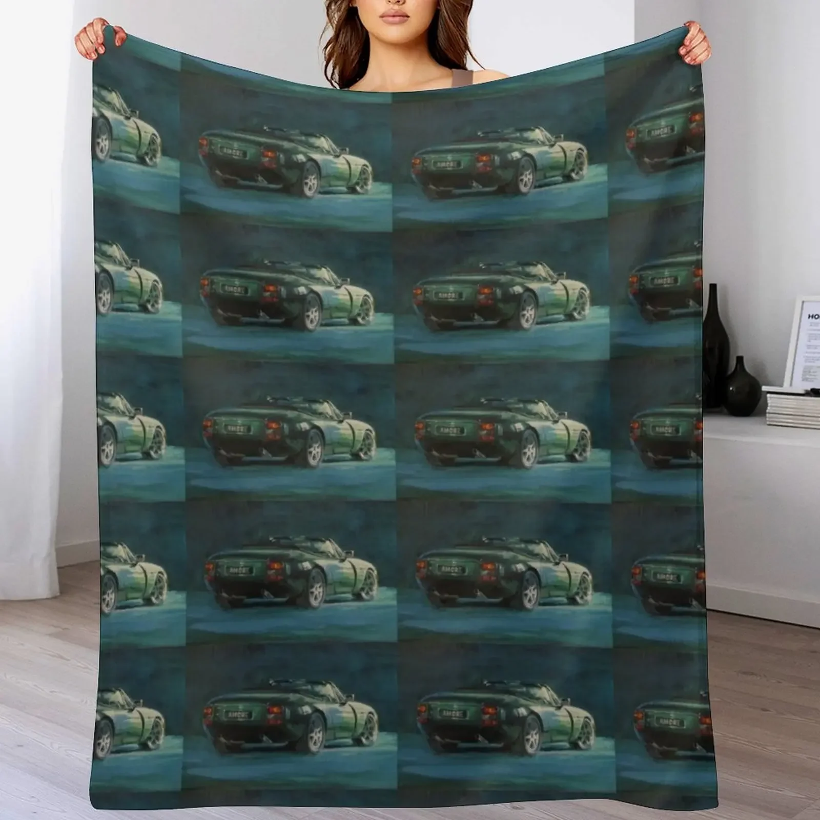 

TVR Griffith sports car in green Throw Blanket Fluffy Cozy Throw Blanket for Home Decor