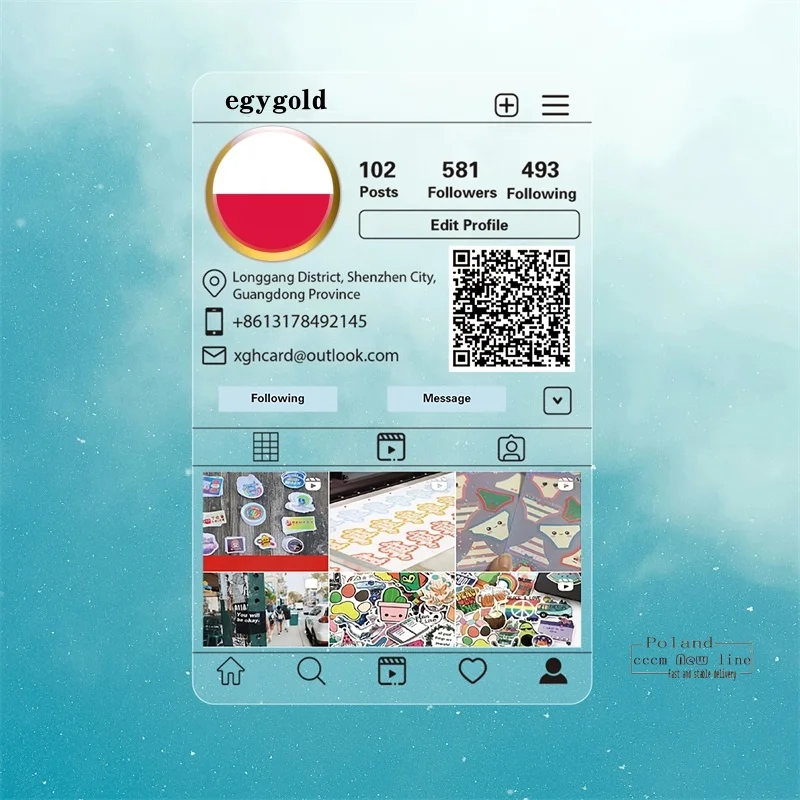 بطاقة عمل مخصصة بولندا الأوروبية سلوفاكيا، جمهورية التشيك أيرلندا cccan egygold clines 6 سنتيمتر X12 سنتيمتر تسليم سريع مستقر