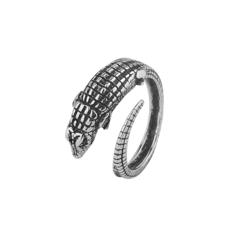 925 Sterling Silver Fashion Animal Crocodile Shape Ring for Women Men Retro Party Jewelry Punk Cool Accessories Wholesale