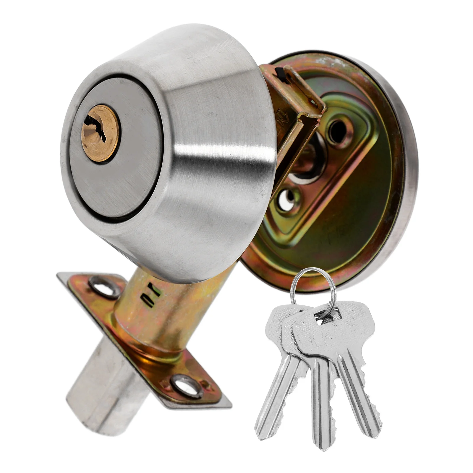 

Hidden Stainless Steel Heavy Duty Deadbolt Lock Single Cylinder Door Lock Secure Interior Entry Copper Core Iron Key