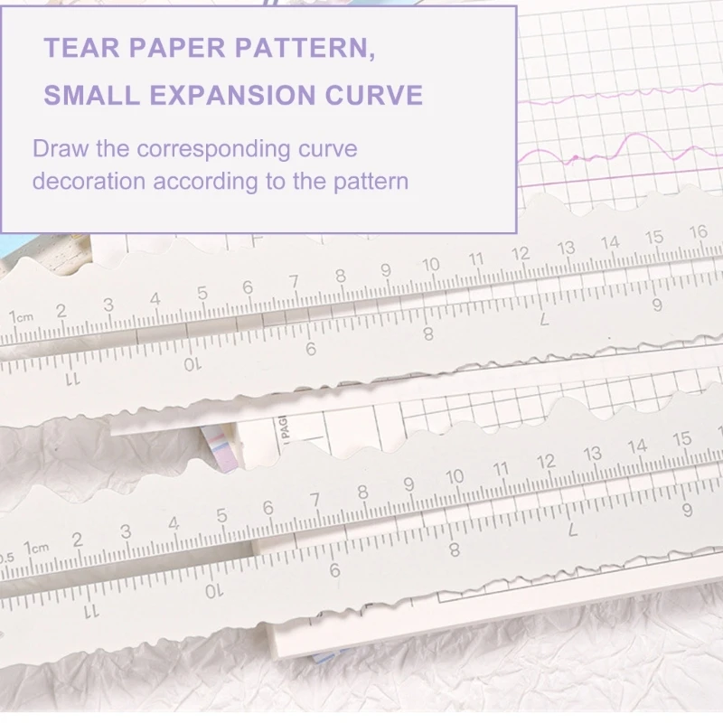 Irregular Jagged Ruler Metal Paper Tearing Ruler Craft Ruler Deckle Edged Ruler 601D