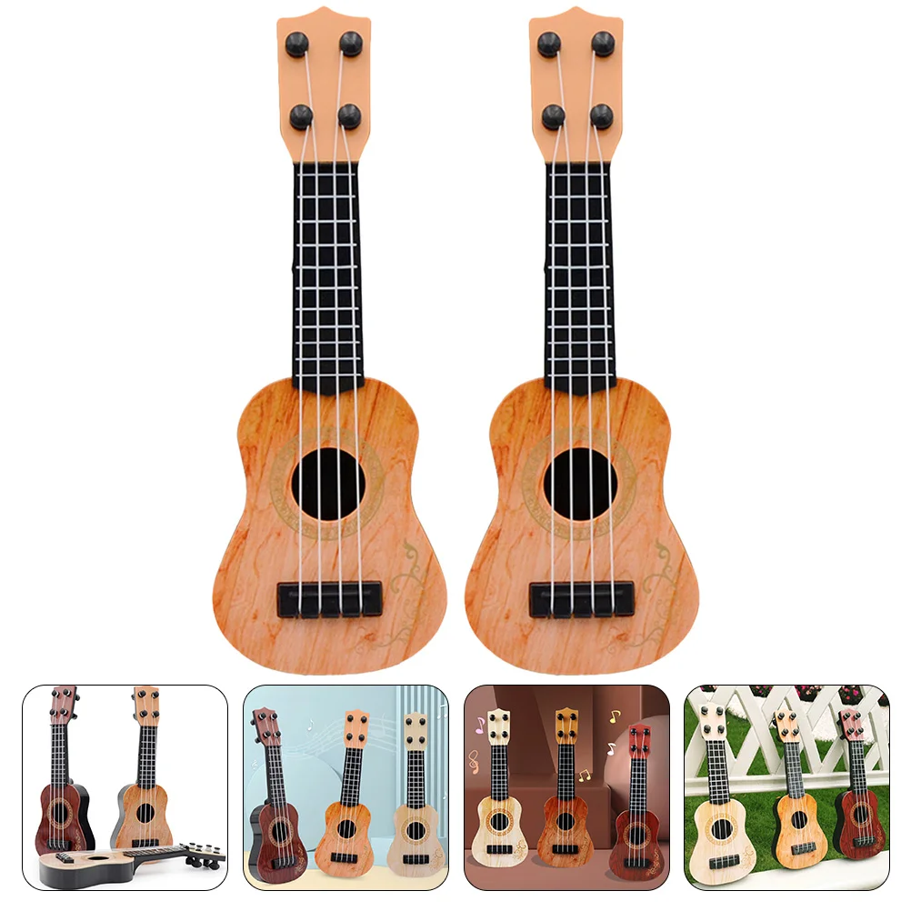 2 Pcs Mini Ukulele Musical Instrument Toys Early Education Ukuleles Kids Toddle Girls