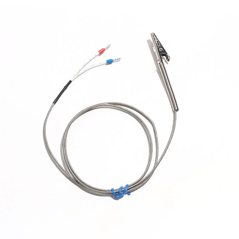 1PC K-Type Alligator Clip Clamp Design Thermocouple 400℃ Braided Shielding Wire 1M-5M for Anti-Interference Temperature Testing