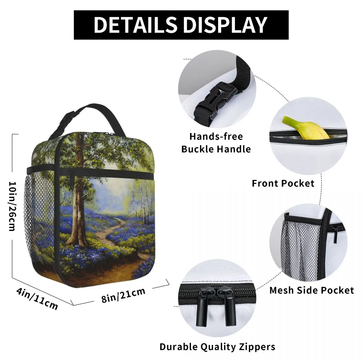 Monet Schilderijen Merch Lente Bos Bloemen Geïsoleerde Lunch Dozen Landschap Kunst Voedsel Box Cooler Thermische Bento Box School