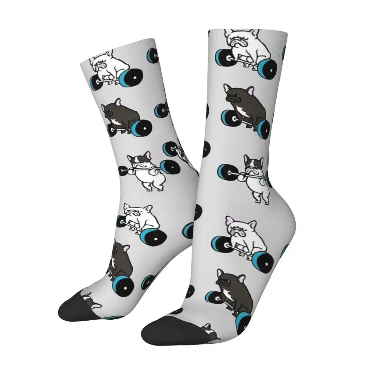 Fashion Lifting Frenchie Bulldog Basketball Socks Polyester Crew Socks for Unisex