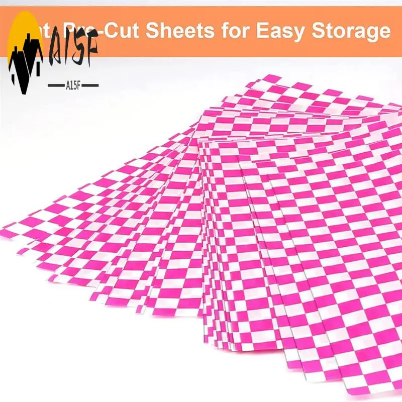 

A15F-240PCS Checkered Waxed Paper Dry Paper Sheets Food Pape Wraps Bread Basket Liners Sandwich Wrapping Paper