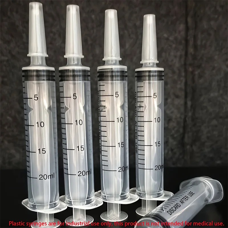 5 Pieces of 20ml Thick-Mouthed Syringes Without Needles, with Protective Caps, Each Individually Packaged, Suitable for Plant Hydroponics, Laboratory Use, Pet Feeding, Oil Dispensing, Skincare Product Dispensing and Extraction, Etc., with Clear Graduations