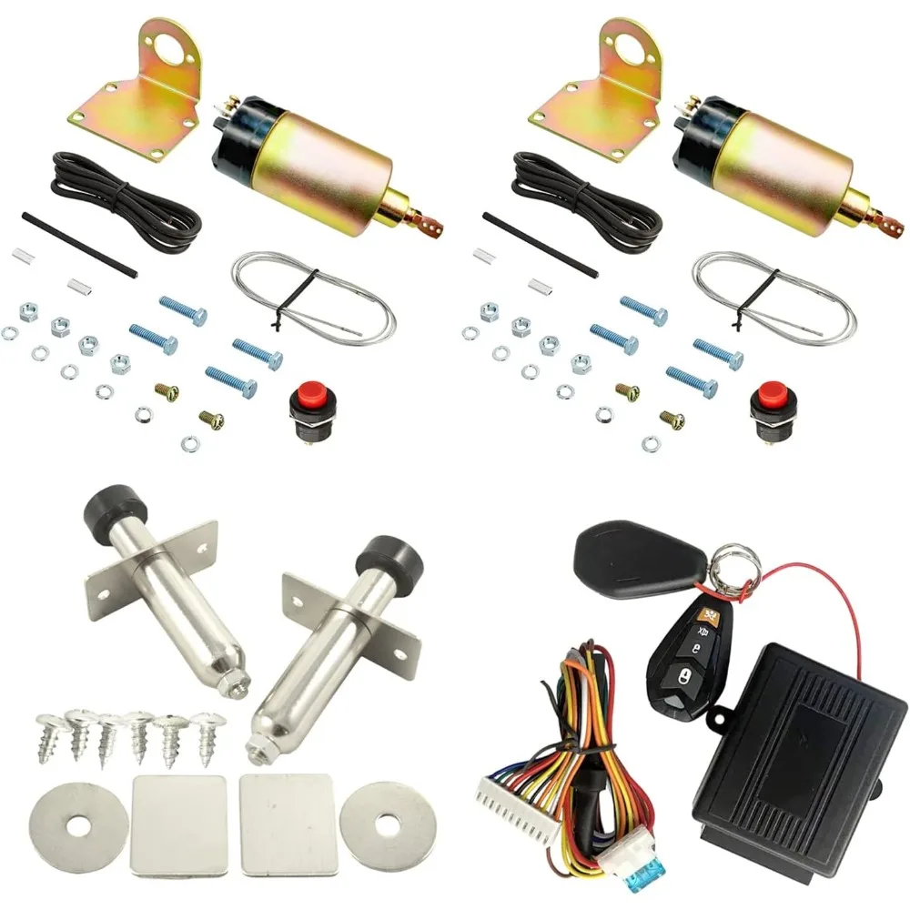 

Two Door Shaved Door Handle Kit Popper Solenoid Street Rat Hot Rod Car Truck with Door Poppers Trunk Popper& Keyless Entry