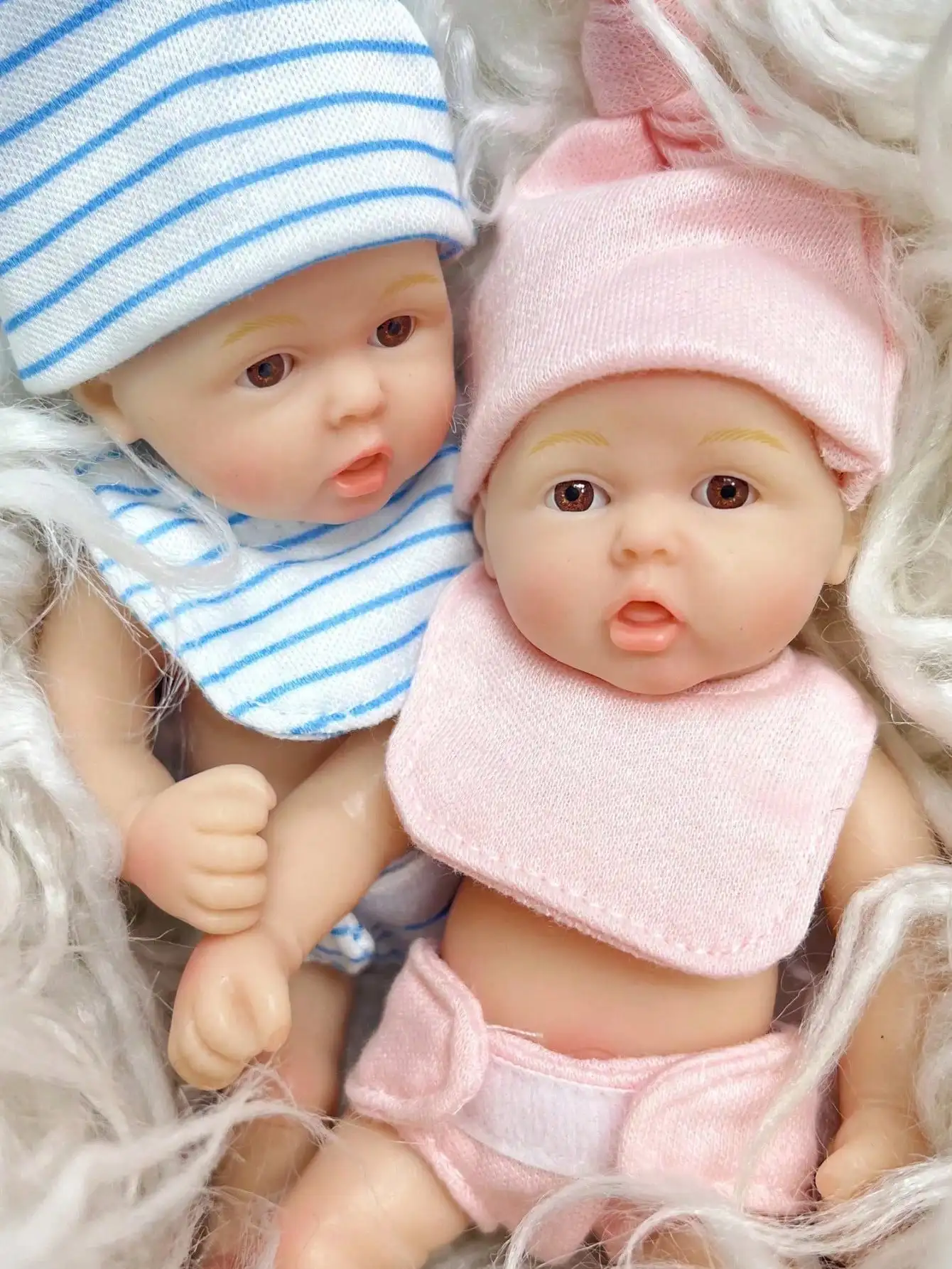 

Saskia 6-Inch Mini Silicone Reborn Boy | Handmade Lifelike Newborn with Brown Eyes | Kids Gift Bebe Doll