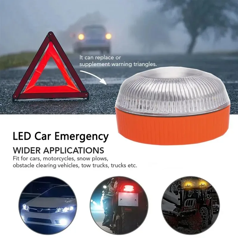 Automobile Flashing Warning Light 2 Modes Emergency Light LED Signal Lamp Portable Magnetic for Car Malfunction Parking Lighting