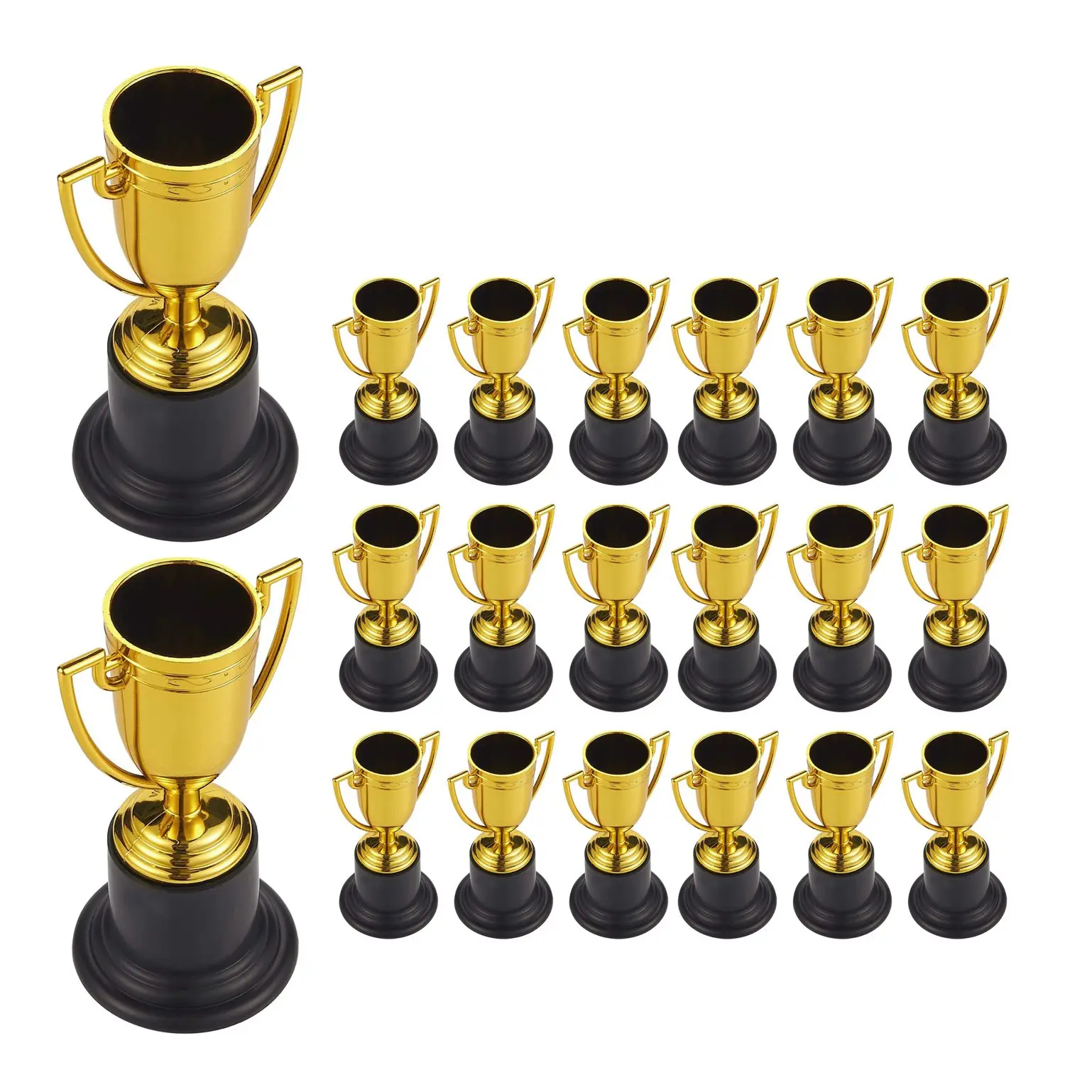 20PCS Mini Plastic Gold Cups Trophies for Party Children Early Learning Toys Prizes Children's Holiday Trophy Reward