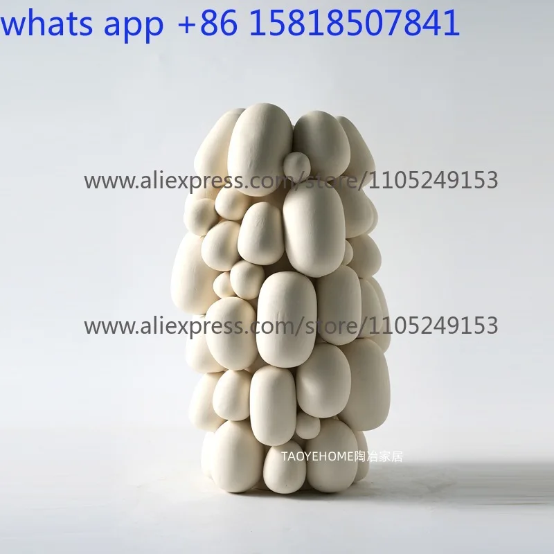 Simple ceramic stacking stone flower home ball flower ware art decoration ornament