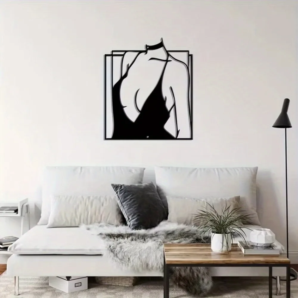 CIFBUY Modern Abstract Female Line Art Metal Wall Decor, Woman Silhouette Hanging Art for Living Room & Bedroom