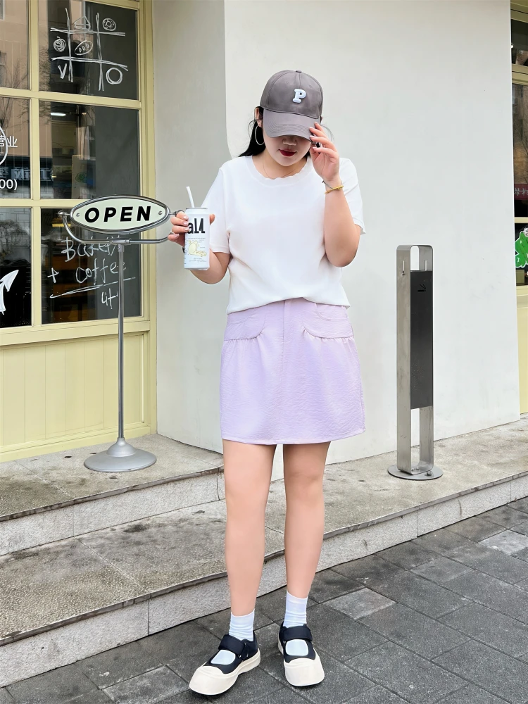 Falda ort Holgada de Cintura Alta para Mujer, Estilo Informal para el Trabajo, Verano, Nueva, Vintage, Talla Grande, Adelgazante, Versátil, Talla Grande