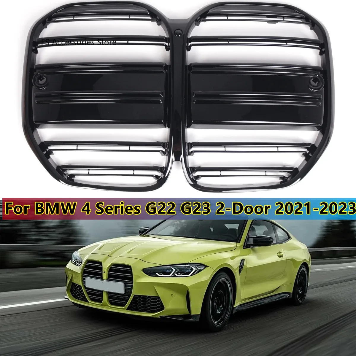 

Front Bumper Kidney Grille Glossy Black Racing Grille upgrade Grill Cover For BMW 4 Series G22 G23 2-Door 2021 2022 2023