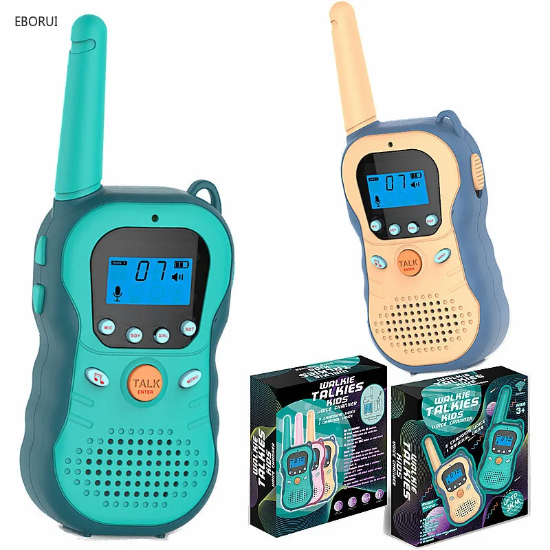 EBORUI Walkie Talkies for Kids W/ Voice Changer 16 Channels 2 Way Radio Toy Backlit LCD 3KM Range for Outside, Camping, Hiking