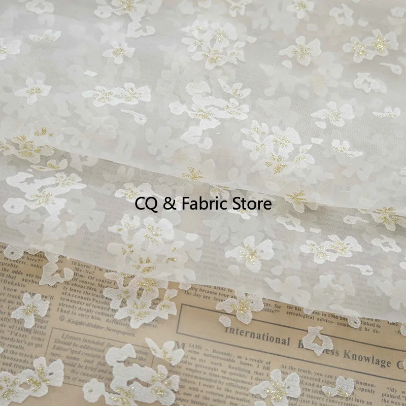 Golden Silk Gentle Dress Elegant Organza For Women's Shirt Fashion Slightly Penetrating Decorative Fabric Tulle Fabric