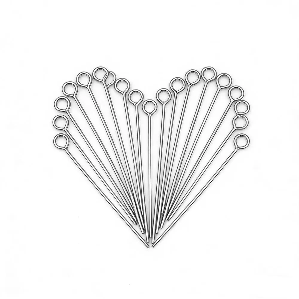 100Pcs 0.7mm 21 Gauge Stainless Steel Gold Color Eye Pins Hooks DIY Earrings Findings for Handmade Crafts Jewelry Making 30/40mm