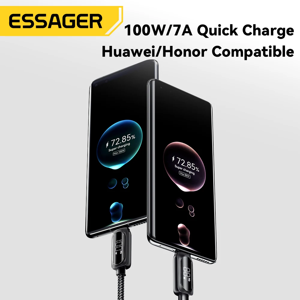Essager 7A USB نوع C كابل آيفون 15 برو ماكس 100 واط/88 واط شحن سريع USB C كابل الحبل ل Xiaomi هواوي الشرف ممن لهم Oneplus #3