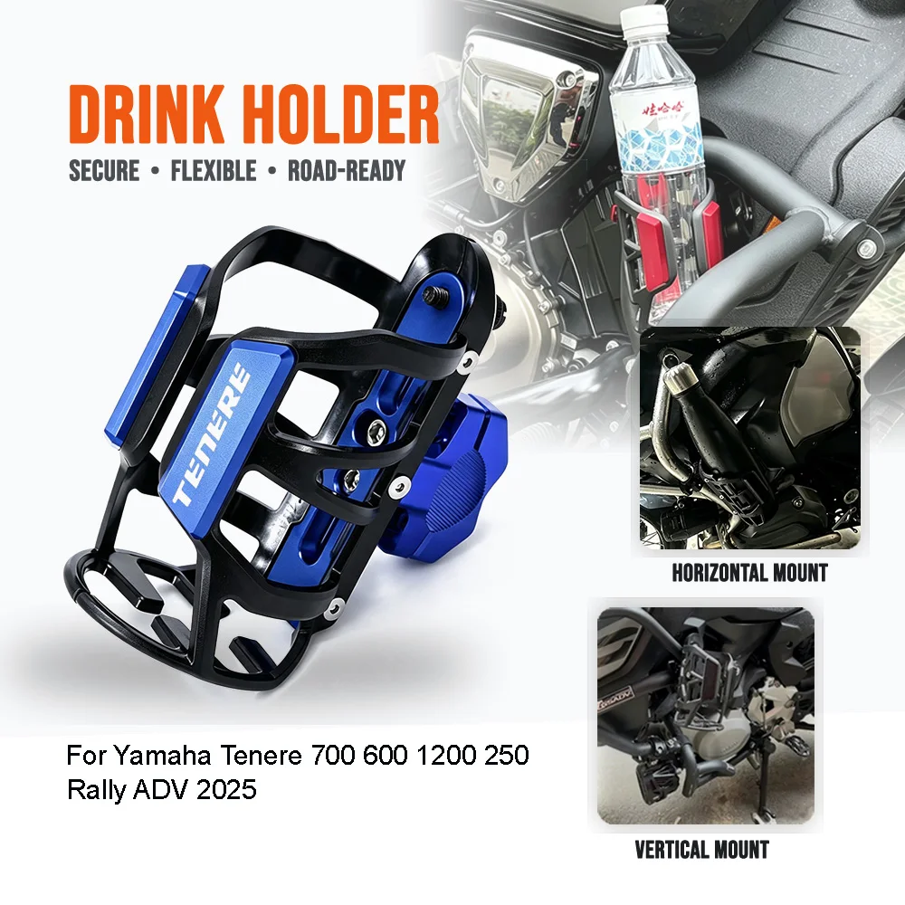 Motorcycle Water Bottle Holder For Yamaha Tenere 700 600 1200 250 Rally ADV 2025 Cup Holder Accessories