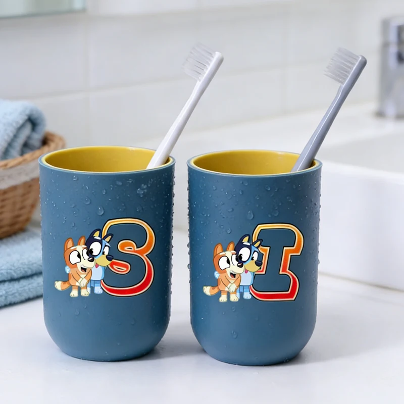 Vaso para Cepillo de Dientes Infantil de Bluey, Bonito Portacepillos de Baño con Letras de la A a la Z ​ Vasos para Enjuague Bucal para Niños y Niñas