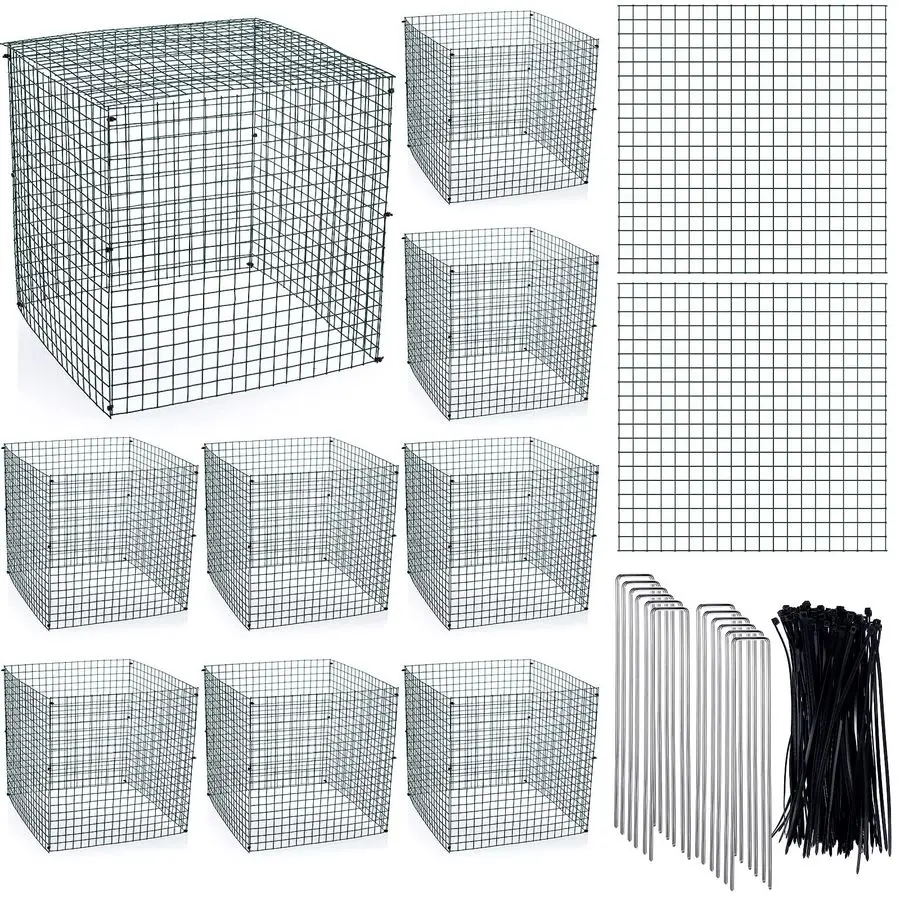 

10 Pack Small Wire Plant Protectors Square Plant Protectors from Animals Mesh Cage Chicken Wire Cloche for Shrubs with Ground St