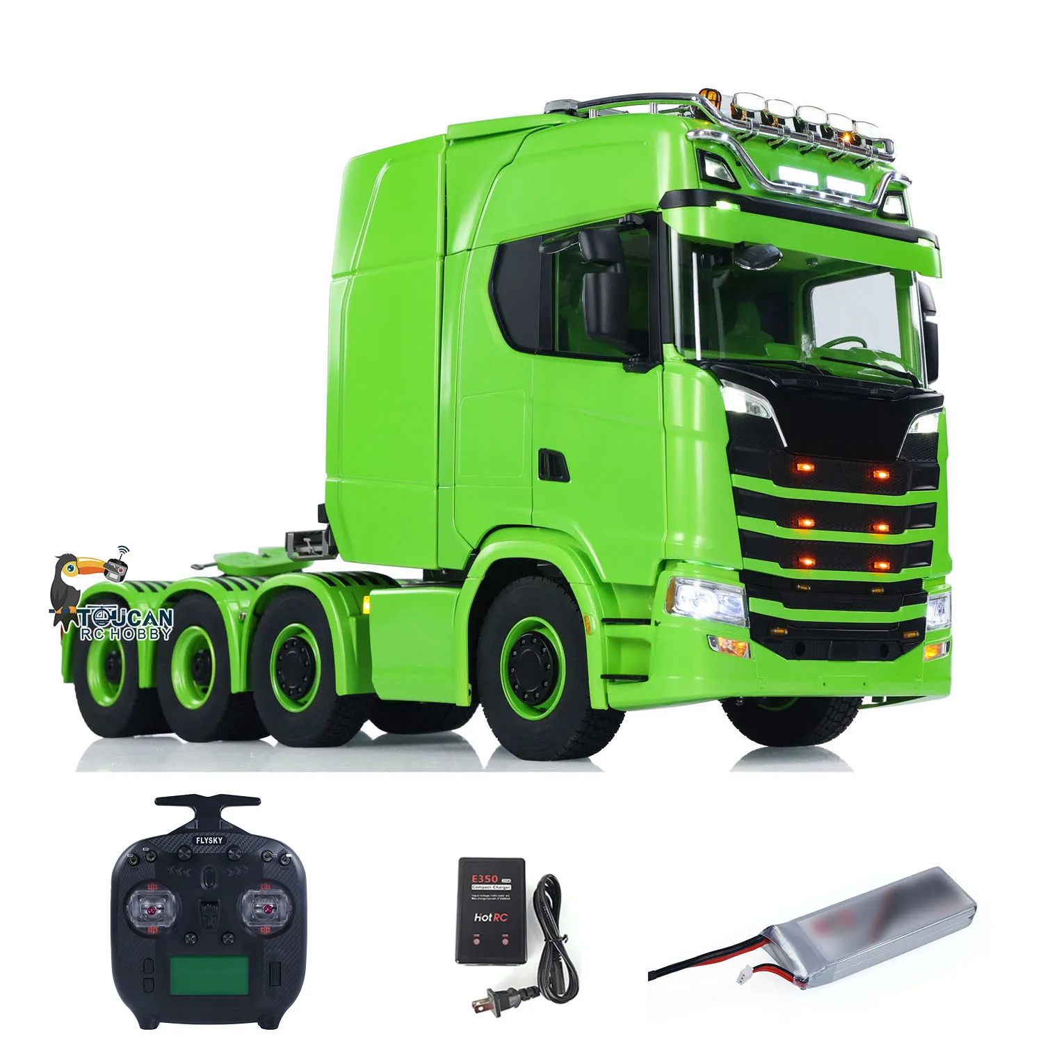 1/14 8x8 RTR Metal Chassis RC Tractor Truck 770S Remote Control Lorry ST8 Radio Warning Lights Spotlight Magnetic Light Sound