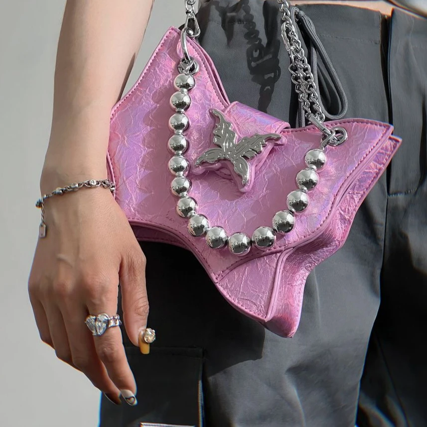 

Retro American Shiny Butterfly Metal Chain Mini Storage Bag Lipstick Wallet Crossbody Bags Fashion Shoulder Bag Women's Bags
