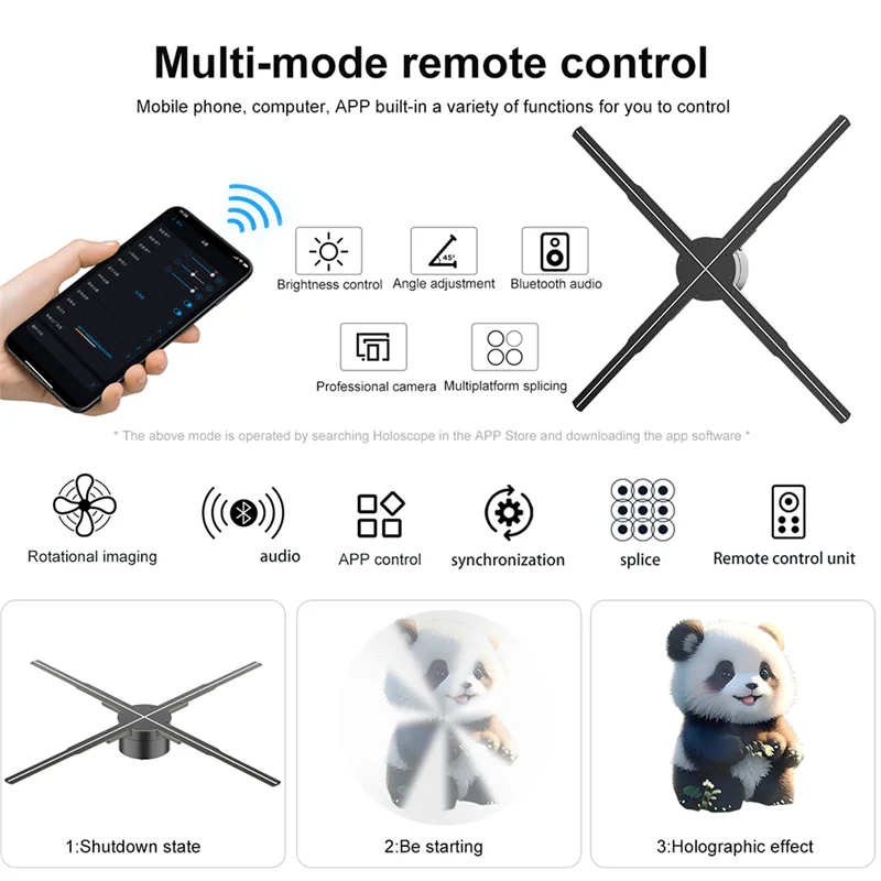 Proiettore olografico 3D LICE-Wifi 678LED 56Cm Lettore olografico di controllo APP per visualizzazione pubblicitaria del negozio Imagevideo