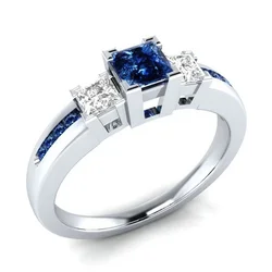 100% Real S925 Sterling Silver Sapphire Ring for Women Blue Topaz Gemstone Bizuteria Silver 925 Jewelry Anillos De Wedding Ring
