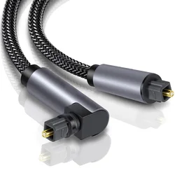 90 Degree Optical Audio Toslink Cable PALLTORO Digital Audio Optical Cable with Nylon Braided for Sound Bar, TV, PS4
