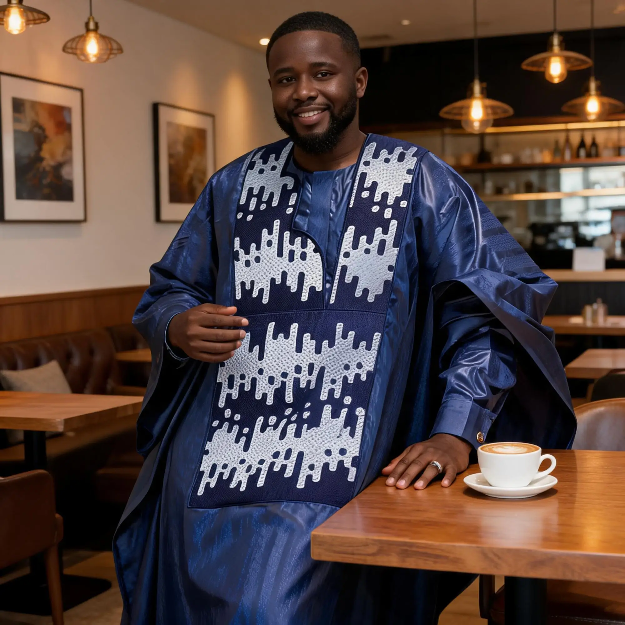 African Clothes For Man Bazin Riche Embroidery Design Top Long Sleeve