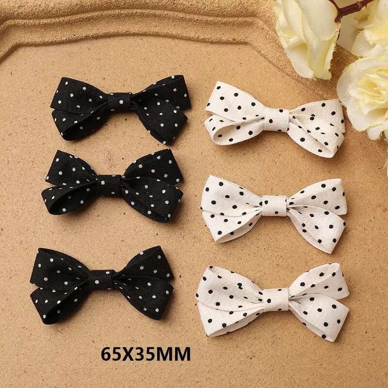 New Fabric Dotted Bowtie Button Embellishments Accessories 6pcs Vintage Wholesale Cloth Flora Wedding Ornament Bulk Supplier